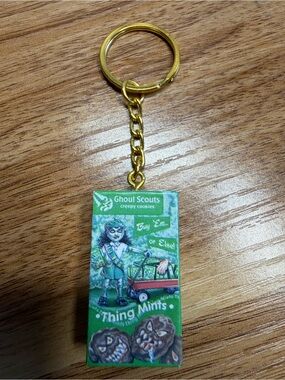 Wacky Packages Mini (3D Puny) Ghoul Scouts Thing Mints Keychain - Green
